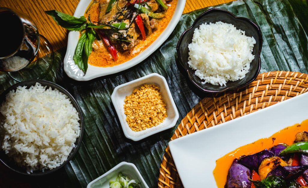 Thai meal plating at Supons Thai Kitchen